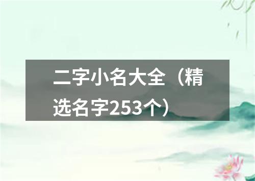 二字小名大全（精选名字253个）