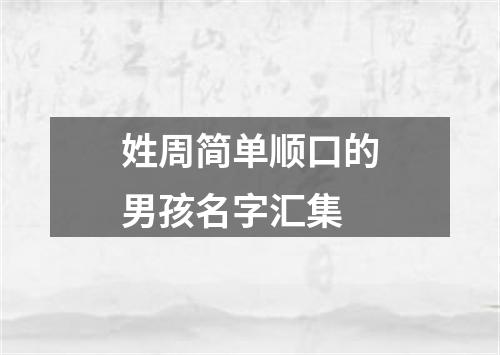 姓周简单顺口的男孩名字汇集