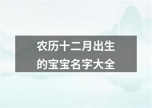 农历十二月出生的宝宝名字大全