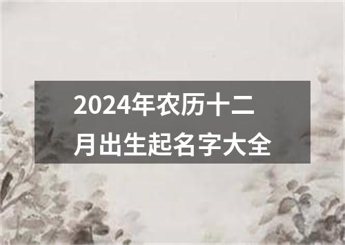 2024年农历十二月出生起名字大全