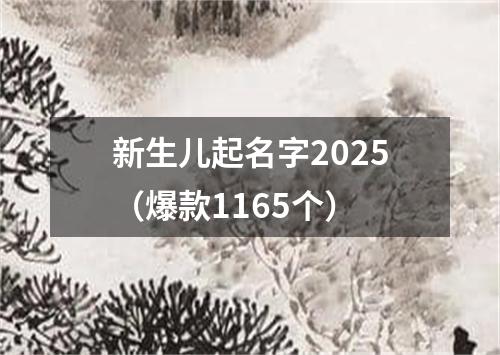 新生儿起名字2025（爆款1165个）