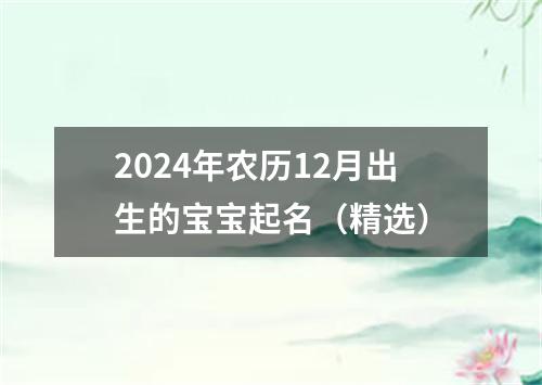 2024年农历12月出生的宝宝起名（精选）