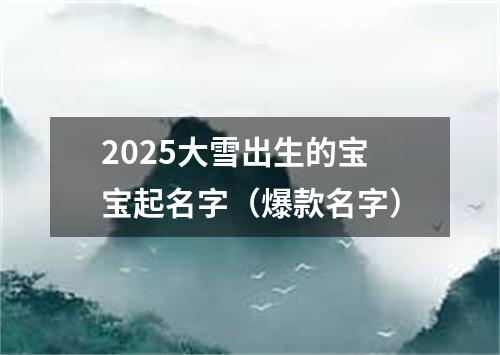 2025大雪出生的宝宝起名字（爆款名字）