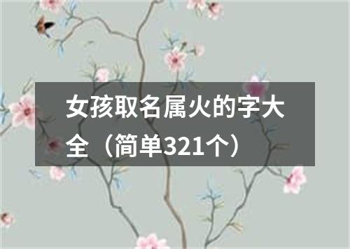 女孩取名属火的字大全（简单321个）