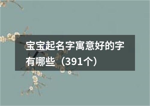 宝宝起名字寓意好的字有哪些（391个）