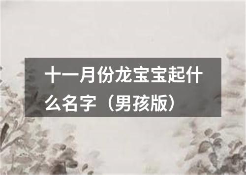 十一月份龙宝宝起什么名字（男孩版）