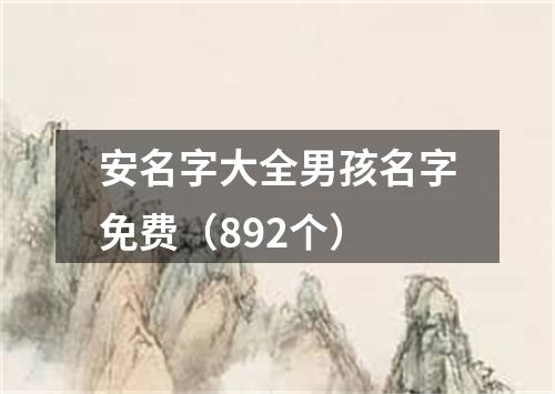 安名字大全男孩名字免费（892个）