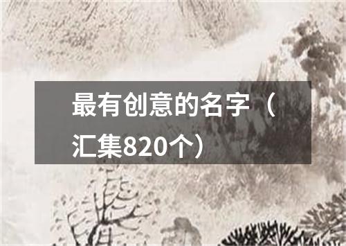 最有创意的名字（汇集820个）