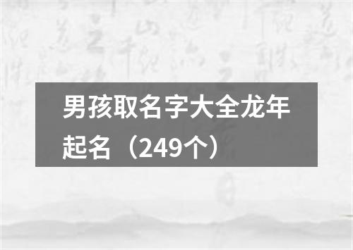 男孩取名字大全龙年起名（249个）