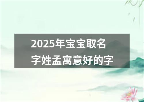 2025年宝宝取名字姓孟寓意好的字