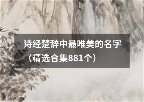 诗经楚辞中最唯美的名字（精选合集881个）