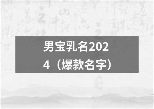 男宝乳名2024（爆款名字）