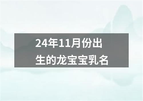 24年11月份出生的龙宝宝乳名