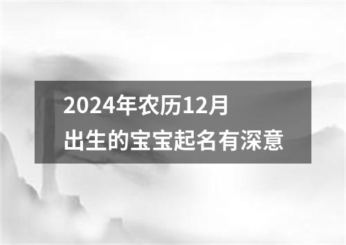 2024年农历12月出生的宝宝起名有深意