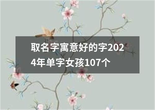 取名字寓意好的字2024年单字女孩107个