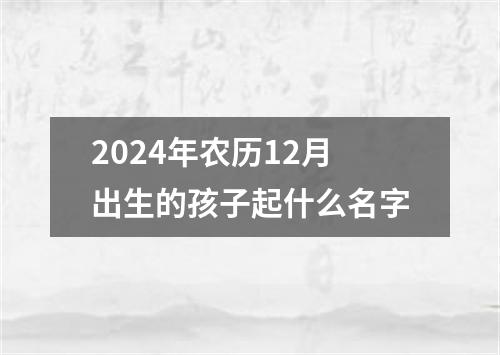 2024年农历12月出生的孩子起什么名字