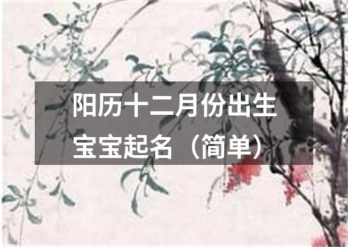 阳历十二月份出生宝宝起名（简单）