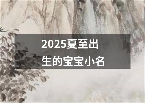 2025夏至出生的宝宝小名