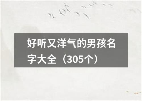 好听又洋气的男孩名字大全（305个）