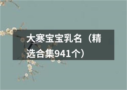 大寒宝宝乳名（精选合集941个）