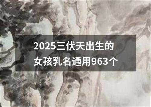 2025三伏天出生的女孩乳名通用963个