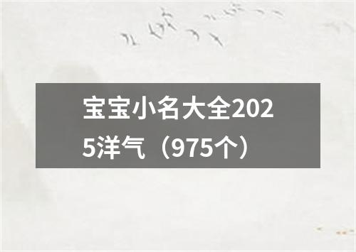 宝宝小名大全2025洋气（975个）