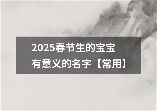 2025春节生的宝宝有意义的名字【常用】