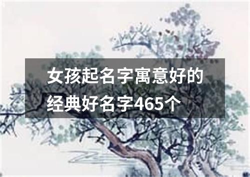 女孩起名字寓意好的经典好名字465个