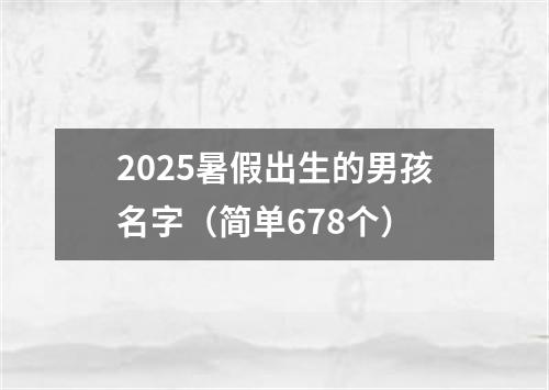 2025暑假出生的男孩名字（简单678个）