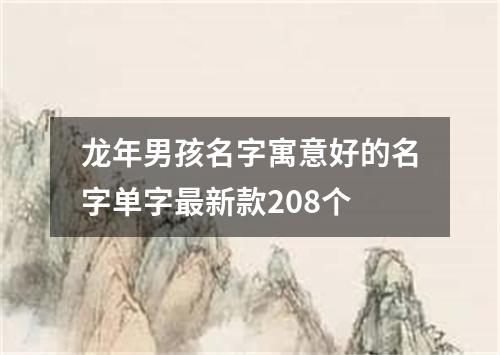 龙年男孩名字寓意好的名字单字最新款208个