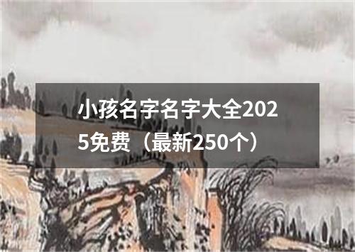 小孩名字名字大全2025免费（最新250个）