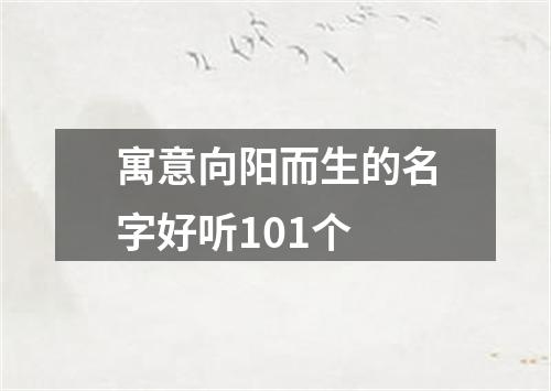 寓意向阳而生的名字好听101个