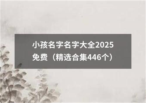 小孩名字名字大全2025免费（精选合集446个）