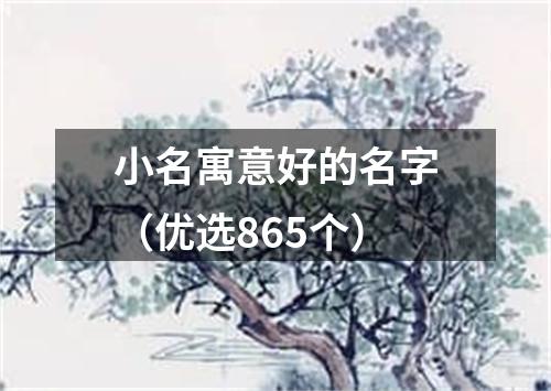 小名寓意好的名字（优选865个）