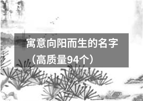 寓意向阳而生的名字（高质量94个）