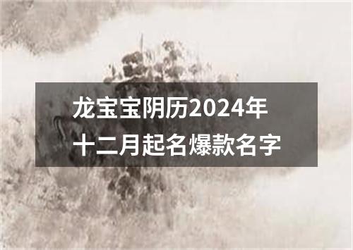 龙宝宝阴历2024年十二月起名爆款名字