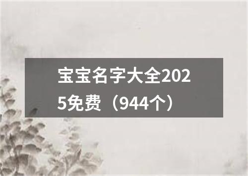 宝宝名字大全2025免费（944个）