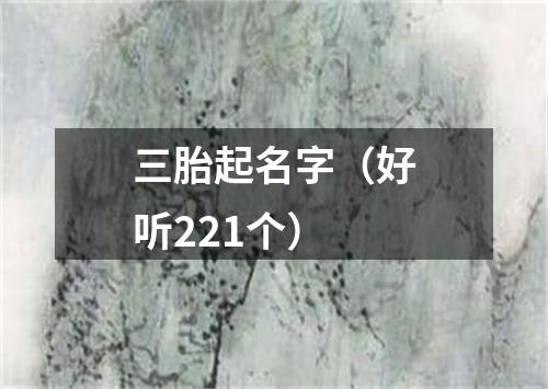 三胎起名字（好听221个）