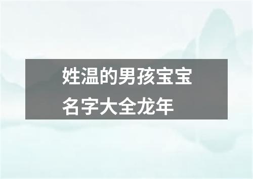 姓温的男孩宝宝名字大全龙年