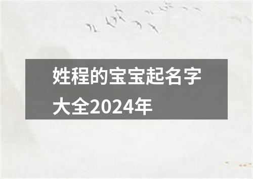 姓程的宝宝起名字大全2024年