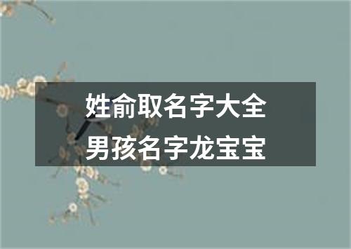 姓俞取名字大全男孩名字龙宝宝