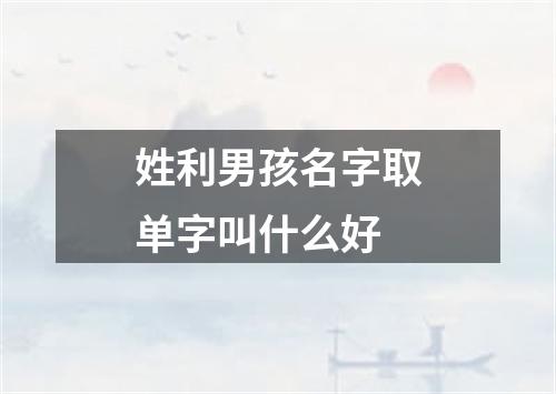 姓利男孩名字取单字叫什么好