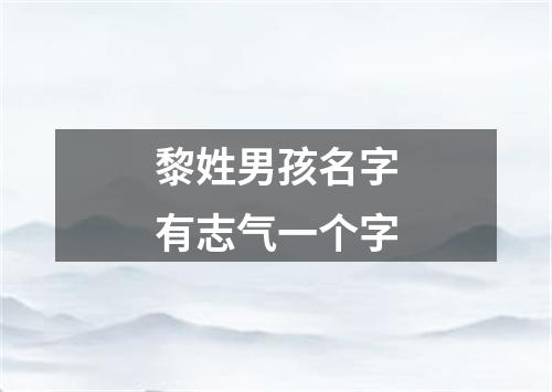 黎姓男孩名字有志气一个字