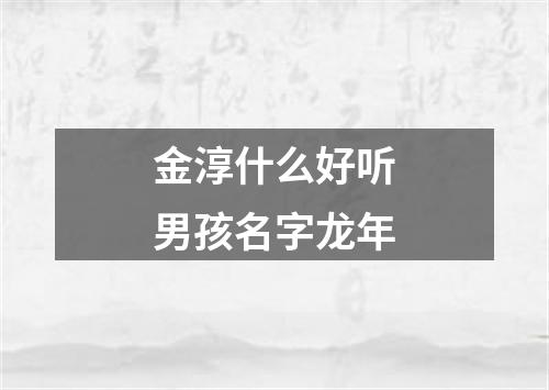 金淳什么好听男孩名字龙年