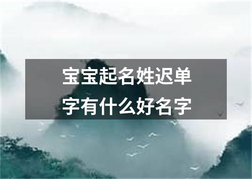 宝宝起名姓迟单字有什么好名字