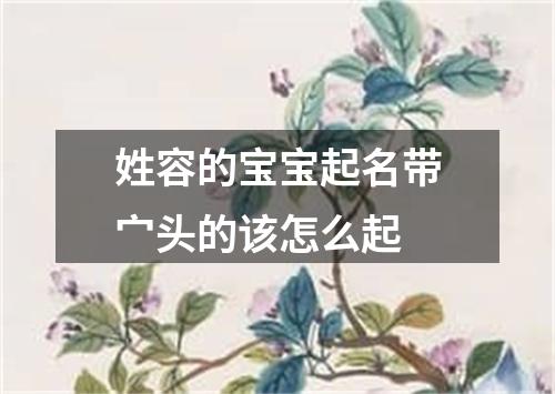 姓容的宝宝起名带宀头的该怎么起