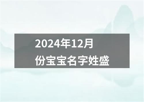 2024年12月份宝宝名字姓盛