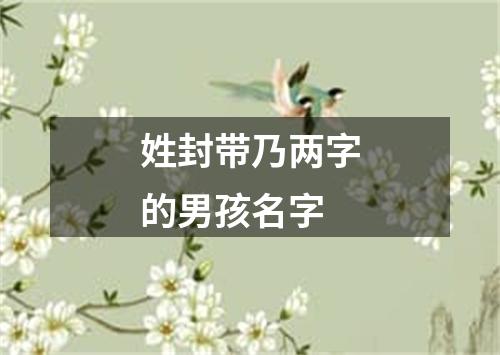 姓封带乃两字的男孩名字