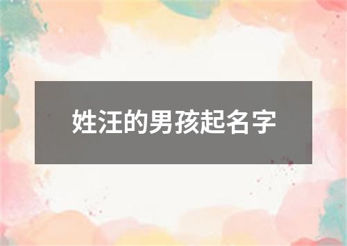 姓汪的男孩起名字