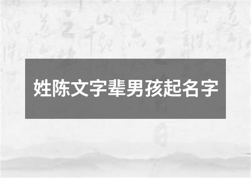 姓陈文字辈男孩起名字